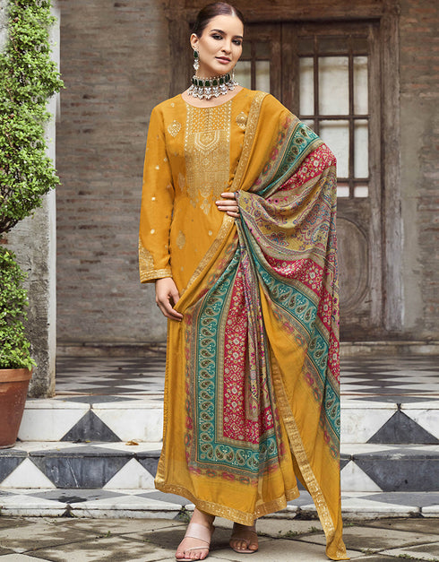 glamorous mustrad pure viscose dola traditional function wear heavy salwar suit collection with mustrad pure jam cotton dyed rt8782-184134 Front View